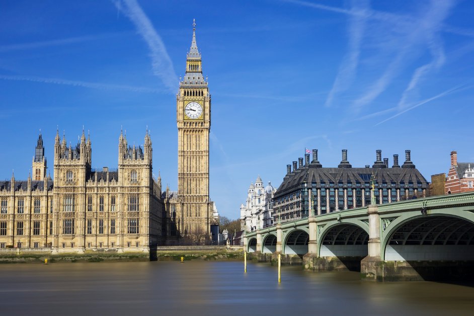 London clock tower Big Ben beside the River Thames