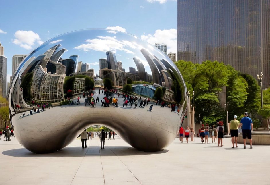 Chicago’s Millennium Park campus with Cloud Gate and city skyline