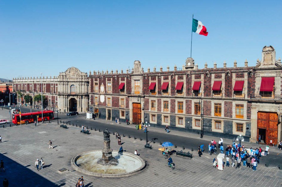 Historic center of Mexico City with colonial buildings