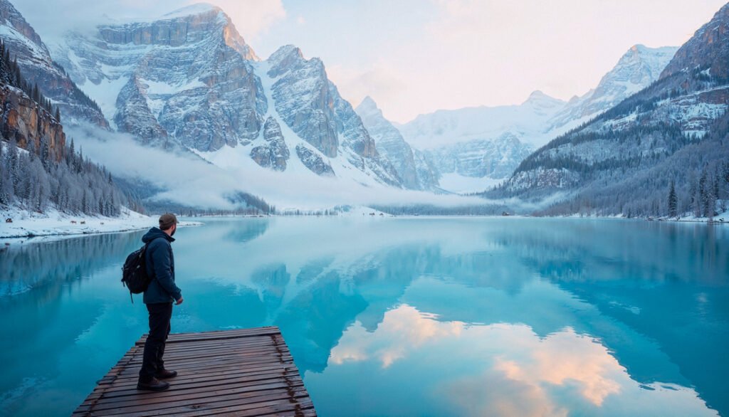 People walking on Athabasca Glacier in Jasper National Park Canada
