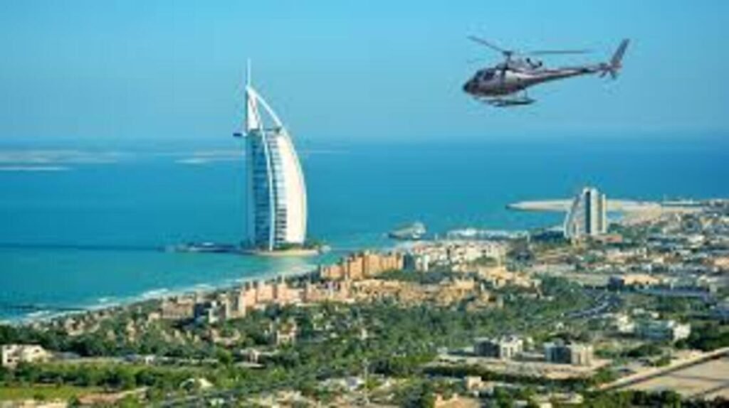 Helicopter tours in Dubai with aerial city views