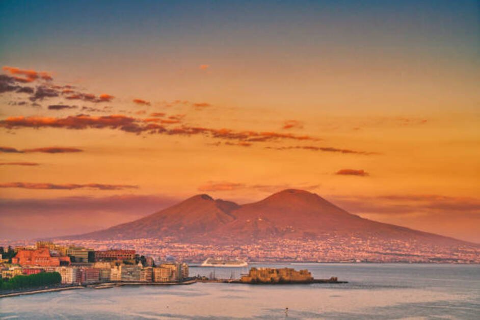Sunset over the Bay of Naples seen from Sorrento