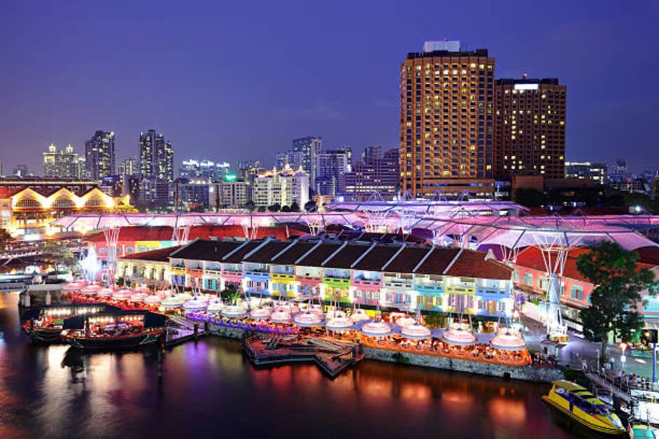 Clarke Quay in Singapore known for nightlife, riverside restaurants and dining experiences