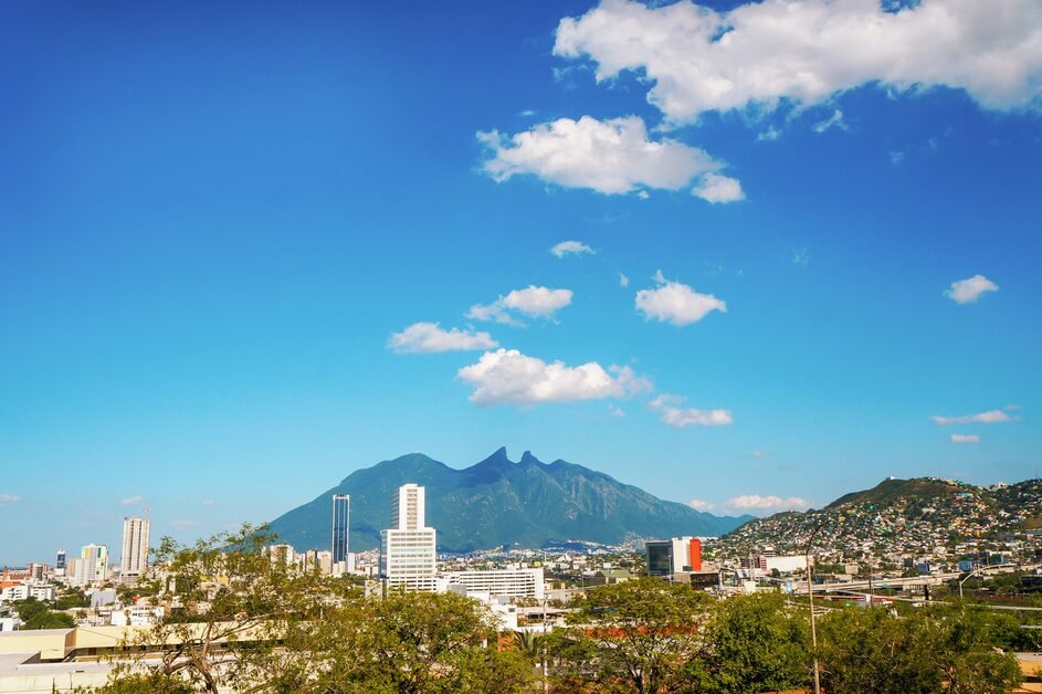 Monterrey city skyline with mountain views